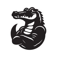 Obraz premium crocodile of a silhouette vector design white background