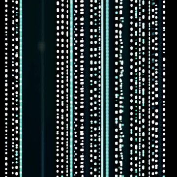 abstract animation of binary code cascading down like digital rain, with occasional bright flashes representing data insights