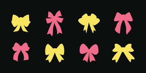 Obraz premium Big set of isolated colorful bows and ribbons in a flat vector style