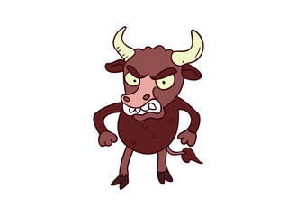 Angry Cartoon Bull Illustration - Expression of Fury and Determination