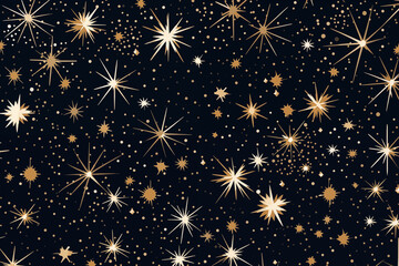 A seamless abstract pattern dotted stars on a d dark background, for holiday-themed designs, textiles, or decorative projects.