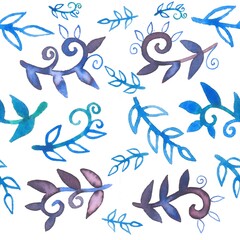 Added pattern with branches. The illustration is drawn with flowing ink using pen and brush.
