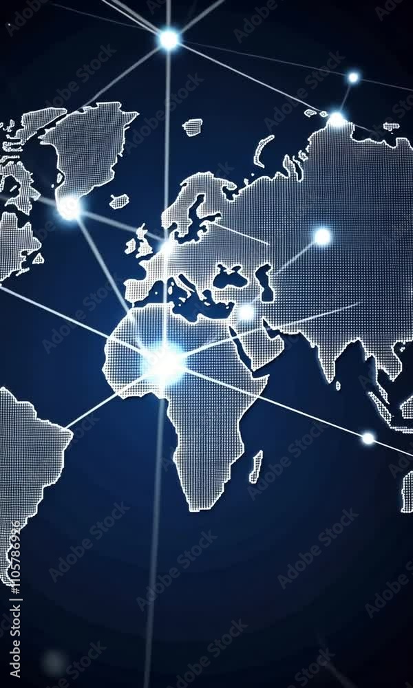 Poster visualizes the intricate web of global connections and data flow between continents and countries in