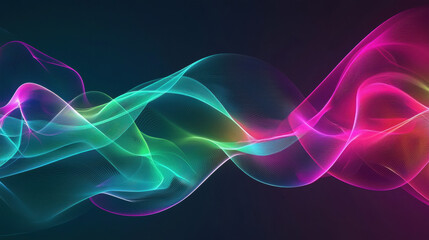 Fototapeta premium vibrant abstract background featuring flowing neon waves in shades of pink, green, and blue, creating dynamic and energetic visual effect