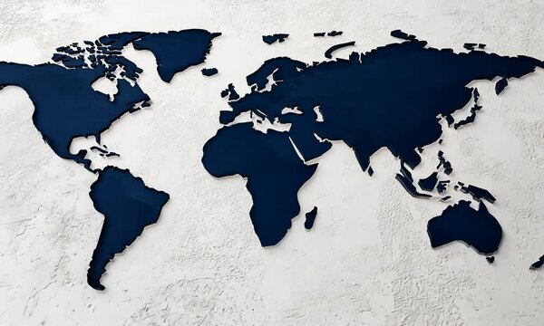 This decorative wooden world map highlights geographic features and offers a stylish addition to home or office decor