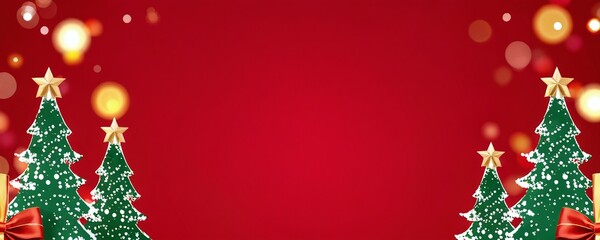 Colorful Christmas trees with golden stars and bokeh lights create a festive atmosphere for the holiday season