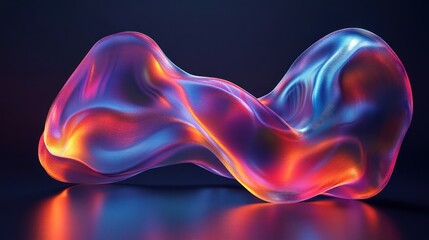 Abstract iridescent shape dark background