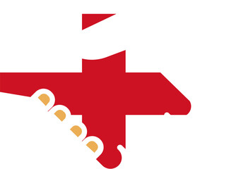 England flag on Shake Hand icon