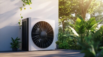 Residential Building Equipped with Air Source Heat Pump and Combi System Air Conditioner Installation