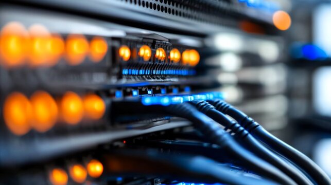 Network cables interconnected with network switches for seamless connectivity and communication.