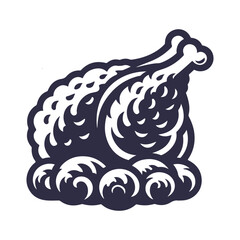 Fried Chicken Silhouette Vector Art Illustration