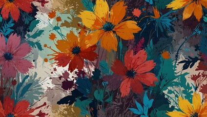 Colorful floral design with a modern aesthetic, abstract and artistic.