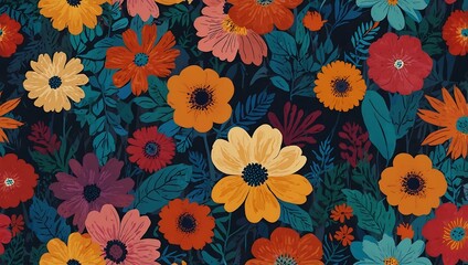 Colorful floral design with a modern aesthetic, abstract and artistic.