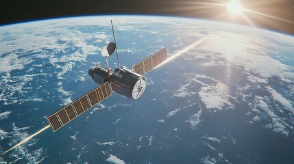 Fototapeta premium Extraterrestrial satellite and large receiver dish
