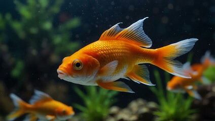 Colorful goldfish in an aquarium.