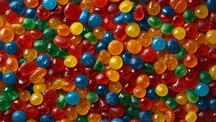 Colorful gummy candy explosion.