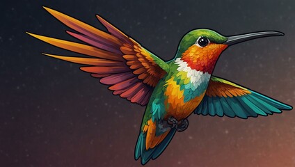 Colorful hummingbird sticker design.