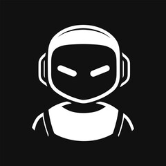 Angry robot icon. Black and white technology logo. Minimal vector logo design