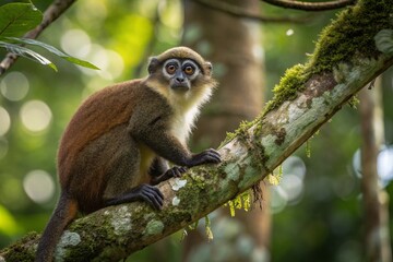 Fototapeta premium The Gabon talapoin (Miopithecus ogouensis), also known as the northern talapoin
