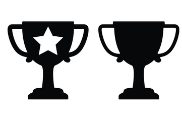 Cute cartoon vector Trophy cup icon silhouette.