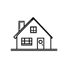 Outline home icon. Simple country house. Simple thin line. Black and white vector design