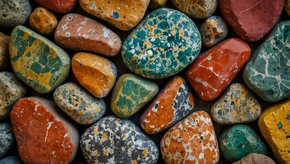 Naklejka premium Colorful rocks close-up with varied patterns.