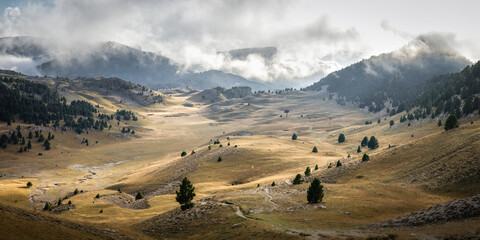 Beautiful landscape with mountain in automn. Vercors, France