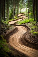 Winding forest path invites adventure with its curves.