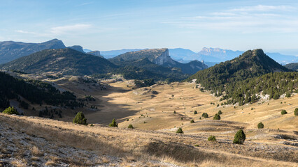 Beautiful landscape with mountain in automn. Vercors, France