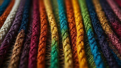 Colorful threads weaving together, symbolizing unity.