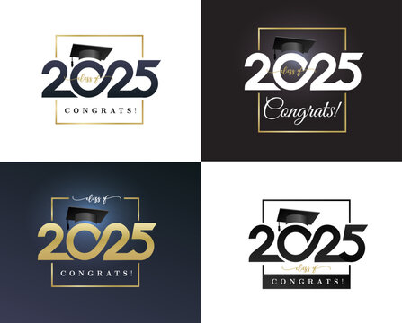 Set of Class of 2025 typography design. Vector text for design, congratulation t-shirt, banner, event, party, high school or college graduate. Design poster, banner class of 2025 typography poster.
