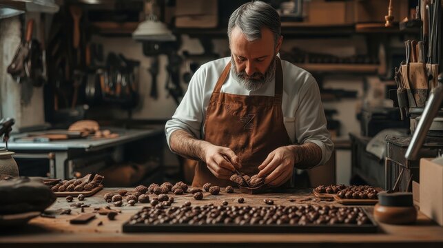 Artisan Chocolatier Crafting Exquisite Milk Chocolates