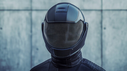 A full body protective helmet featuring a strong, wire mesh face shield, designed with durability and security in mind