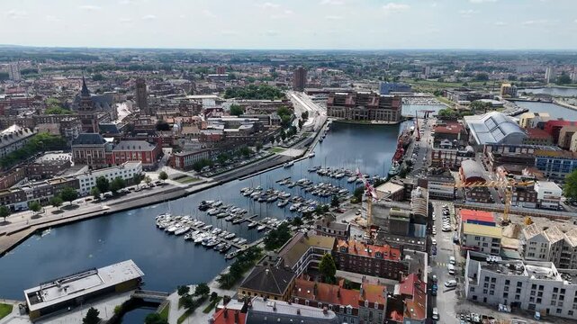 Bird's-eye view of Dunkirk (Dunkerque) city, France