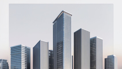 Fototapeta premium Collection of tall office building realistic image on white or transparent background