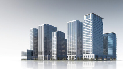 Obraz premium Collection of tall office building realistic image on white or transparent background