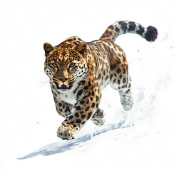 Fototapeta premium Full body view of a leopard on white background.