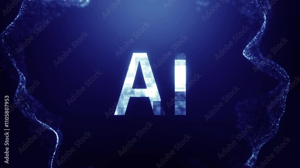 Poster artificial intelligence concept. futuristic artificial intelligence visualization with glowing blue 