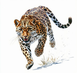 Obraz premium Full body view of a leopard on white background.