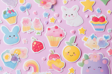 A delightful sticker set featuring a variety of cute