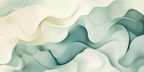 Obraz premium Gentle waves in soft blue and green tones stretch across the surface, evoking tranquility and flow. This design is perfect for backgrounds or calming visuals.