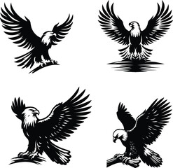 Eagle silhouette vector white background eagle illustration