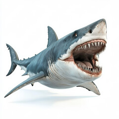 Naklejka premium A realistic photo of a megalodon on a white background. 