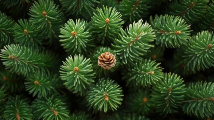 Festive Pine Branch with Cone. Generative AI