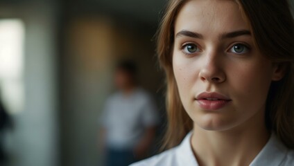 Fototapeta premium Confident young woman in focus.