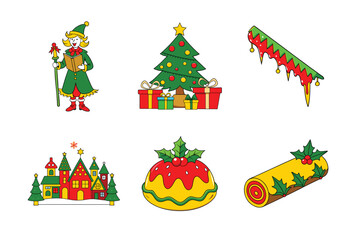 Christmas Elements Collection: Vector Silhouettes, Line Art, Icons, Logos, and Clipart for Holiday Projects