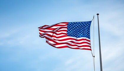 Sketch of the American flag flying in the sky as a symbol of national pride and unity
