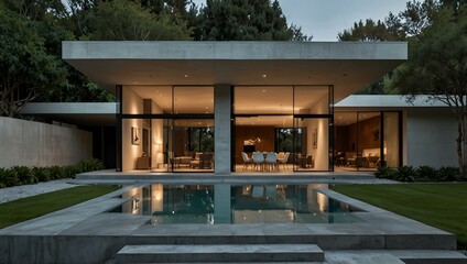 Fototapeta premium Contemporary home with minimalist architecture.