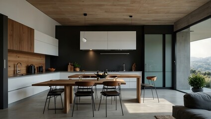Obraz premium Contemporary minimalist kitchen interior.