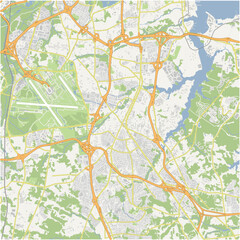 Obraz premium Map of Glen Burnie in Maryland in a normal road map style. Contains layered vector with roads water, parks, etc.